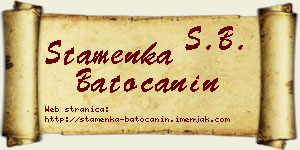 Stamenka Batoćanin vizit kartica